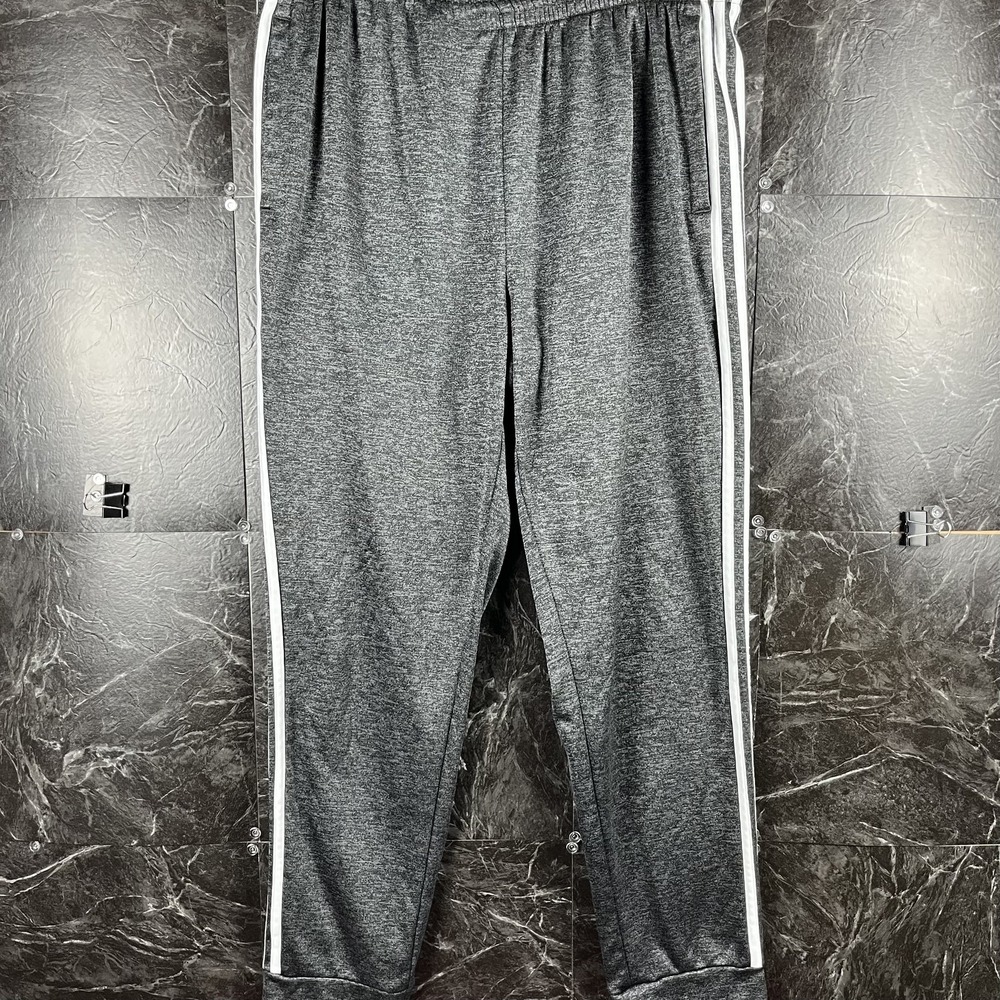 Adidas Men's Grey Striped Sweatpants Jogger Large -Flaws